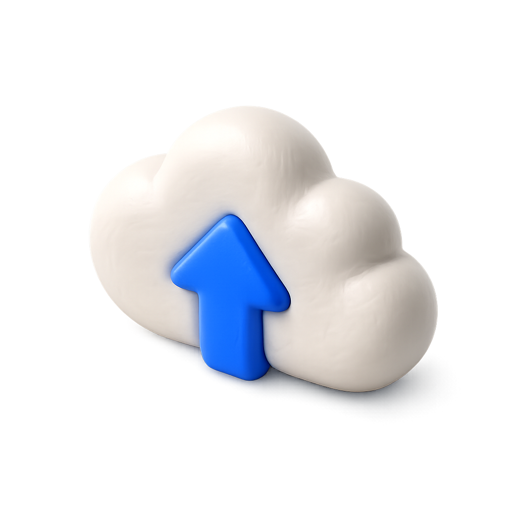 Nuage et flèche représentant la mise en ligne de la fiche