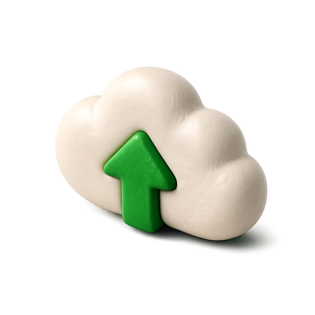Nuage et flèche représentant la mise en ligne de la fiche